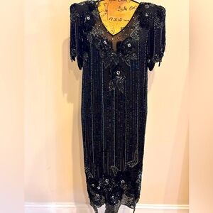 Vintage Sho Max Originals Beaded Sequined Gown Size Medium